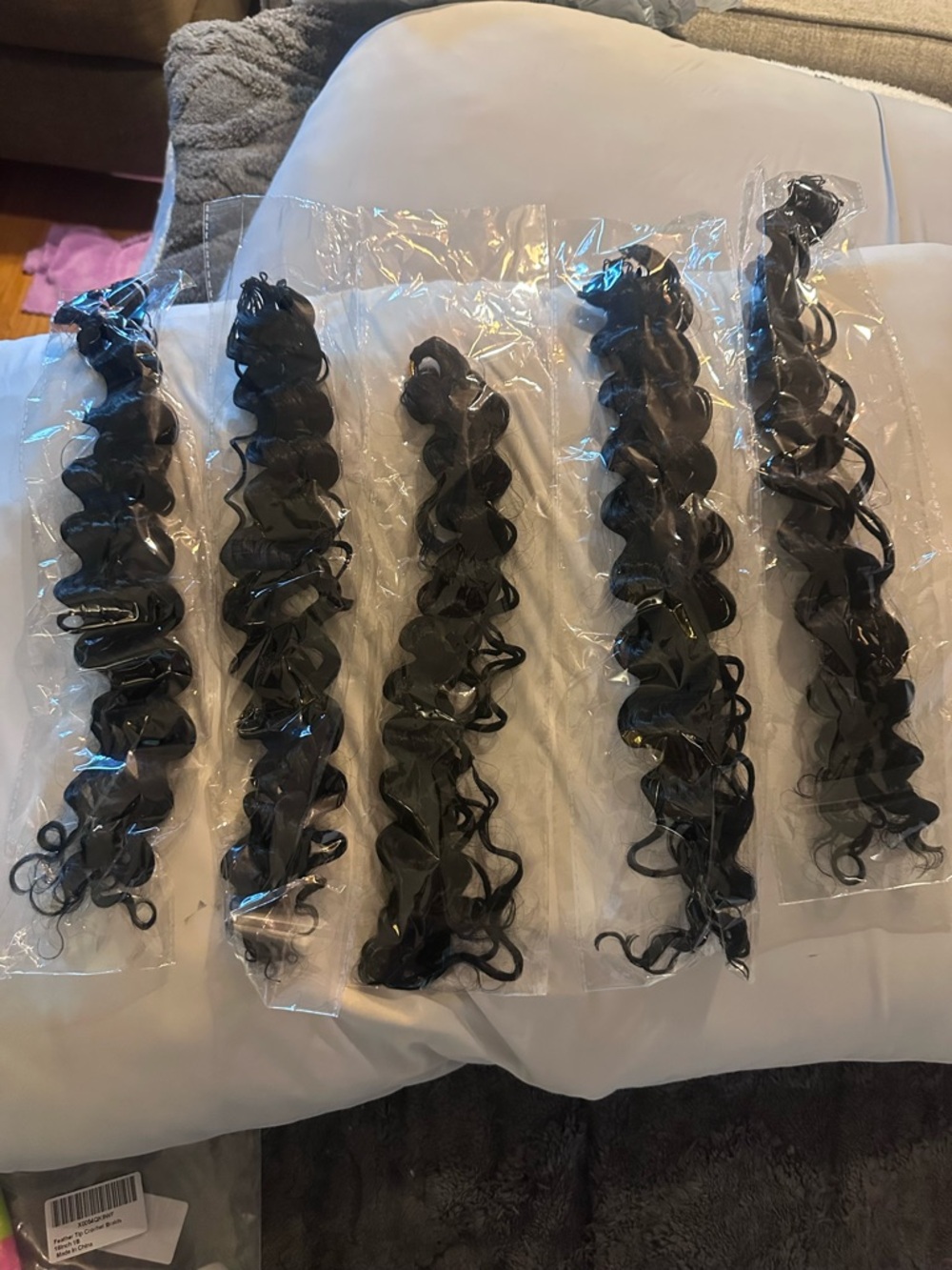 Black Deep Wave Feather Tip Crochet Braids, Pre-Looped, Soft, Curly Extensions - Picture 8 of 13